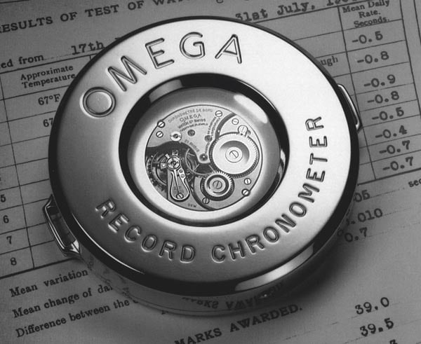 1936年にオメガが精度記録を打ち立てたときの広告