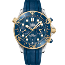 ブルーダイアルウォッチ、スティール - イエローゴールド製ケース、ラバーストラップ bracelet - Seamaster Diver 300M 44 mm, スティール - イエローゴールド   ラバーストラップ - 210.22.44.51.03.001が付属