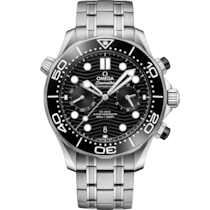 Seamaster Diver 300M 44 mm, ステンレススティール ラバーストラップ