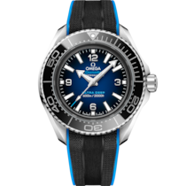 ブルーダイアルウォッチ、O-MEGAスティール製ケース、ラバーストラップ bracelet - Seamaster Planet Ocean 6000M 45.5 mm, O-MEGAスティール   ラバーストラップ - 215.32.46.21.03.001が付属