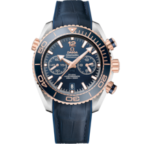 ブルーダイアルウォッチ、スティール - セドナゴールド製ケース、ラバーライニング レザーストラップ bracelet - Seamaster Planet Ocean 600M 45.5 mm, スティール - セドナゴールド   ラバーライニング レザーストラップ - 215.23.46.51.03.001が付属