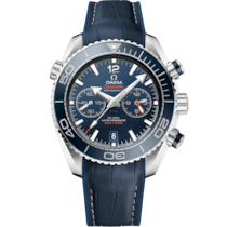 ブルーダイアルウォッチ、ステンレススティール製ケース、ラバーライニング レザーストラップ bracelet - Seamaster Planet Ocean 600M 45.5 mm, ステンレススティール   ラバーライニング レザーストラップ - 215.33.46.51.03.001が付属