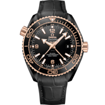 Seamaster Planet Ocean 600M 45.5 mm, ブラックセラミック   ラバーライニング レザーストラップ - 215.63.46.22.01.001